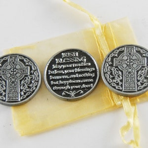 Set of 3 Celtic Cross Pocket Tokens with Organza Bag