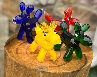 Mini Miniature Glass Balloon Dog Sitter Figurine Collectible - Sold Individually