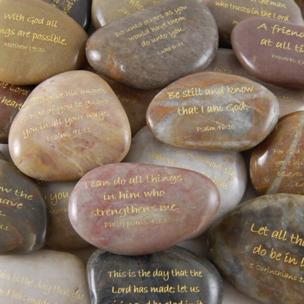 Engraved River Rocks - CUSTOM Scripture Verses - You Choose Your Verse