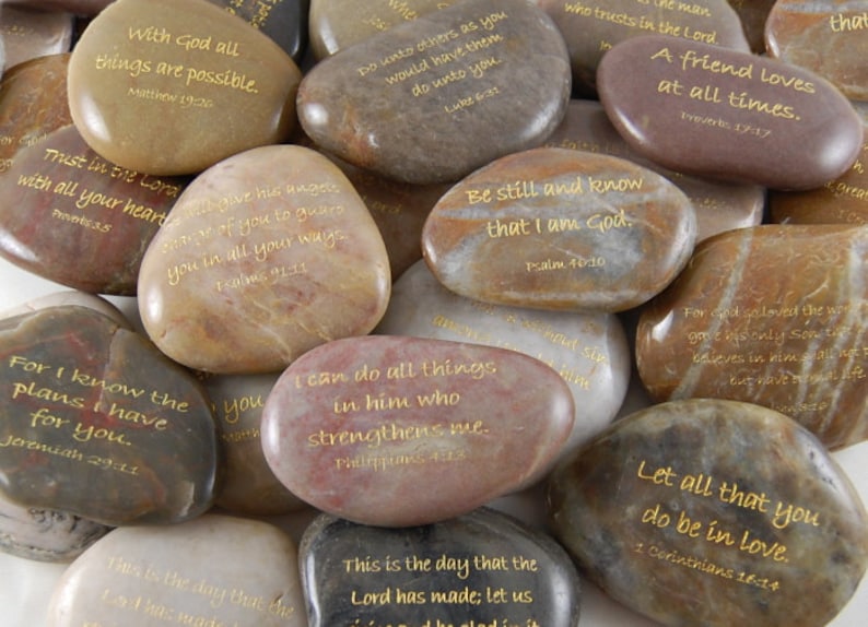 Engraved River Rocks CUSTOM Scripture Verses You Choose Your Verse image 1