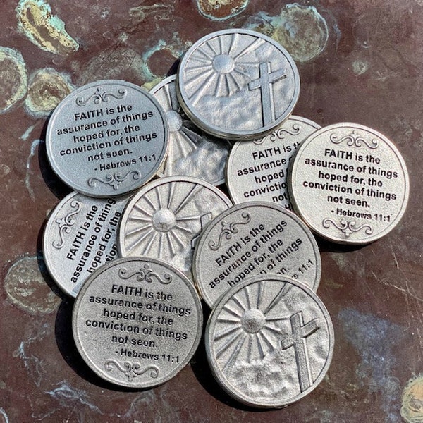 Sunrise Cross - Faith Hebrews 11:1 Pocket Tokens - SET OF 10