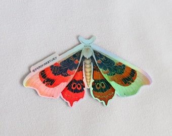 Iridescent Holographic Rainbow Moth Sticker Waterproof Journal Water Bottle Laptop Vinyl Sticker