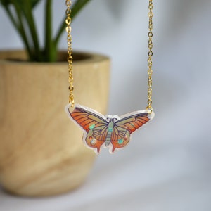 Magical Glitter Butterfly Necklace Handmade Resin Glitter Esoteric Witchy Gift for Her Festival Necklace