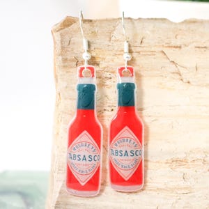 Tabasco Hot Sauce Bottle Earrings Festival Rave Funny Spicy Earrings Gift for Her Unique Cool Piercings