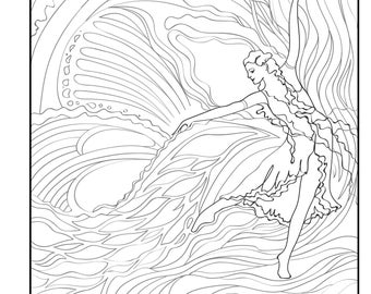 Inspirita Dance Coloring Page: Dance Dreams Vol. 1 Modern Dancer abstract art flow