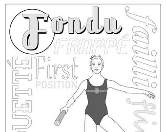 Letter F for Fondu En Face - Ballet Alphabet Coloring Pages Dance Students Teachers
