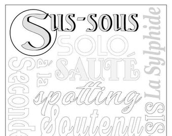Letter S for Sussous Ballet Alphabet Coloring Page for Dance Students