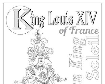 Letter K for King Louis History Ballet Alphabet Coloring Pages - Dance Students Teachers