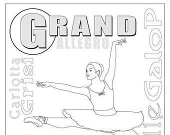 Letter G for Grand Allegro - Ballet Alphabet Coloring Pages - Girls and Boys Versions