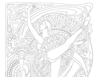 Danse Nouveau Coloring Page #1 - Attitude, Ballerina pointe, Dancer art page