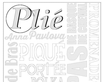 Letter P for Plie - Terminology Technique Ballet Alphabet Coloring Page for Dance Students Teachers
