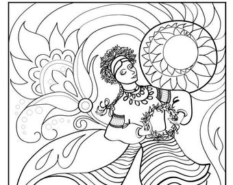 Summer Solstice - Ivan Kupala - Ukrainian Folk Dance Coloring Page