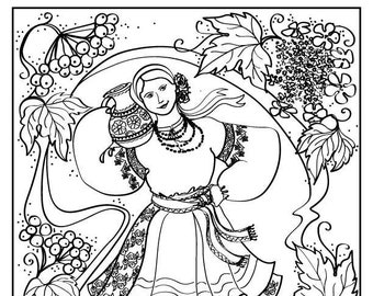 Kalynochka - Ukrainian Folk Dance Coloring Page