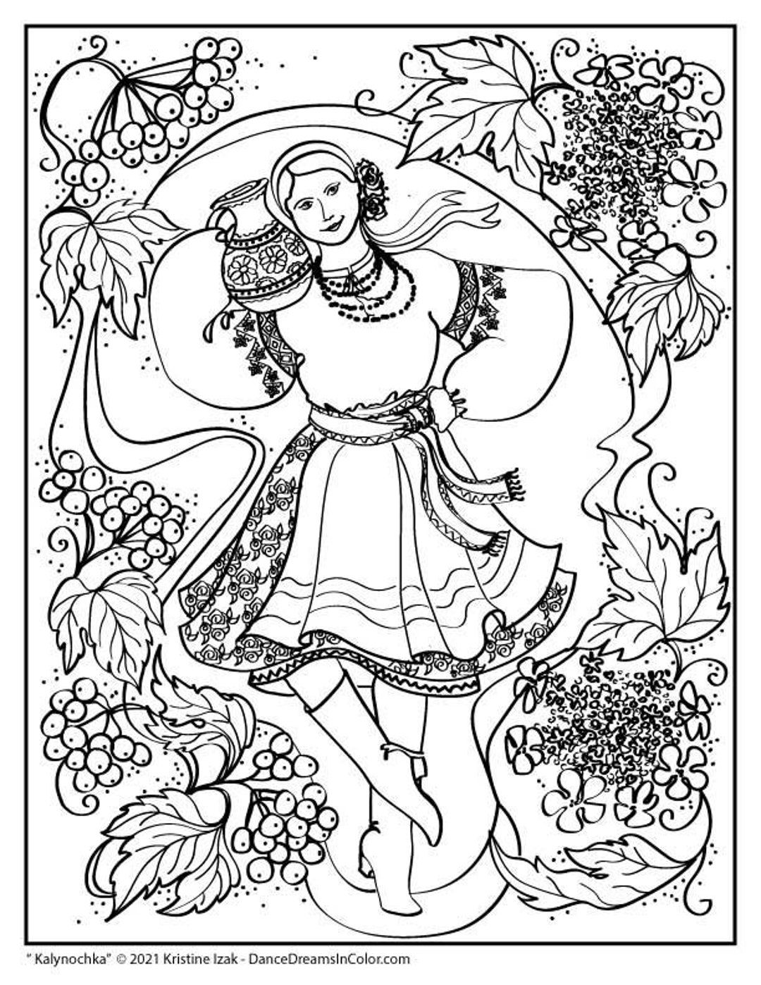 Kalynochka Ukrainian Folk Dance Coloring Page - Etsy