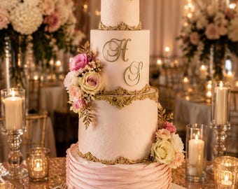 Personalized Wedding Cake Board with Hand-Painted Names & Date | Custom Wood Cake Stand | 15", 18" or 24" Wedding Cake Base