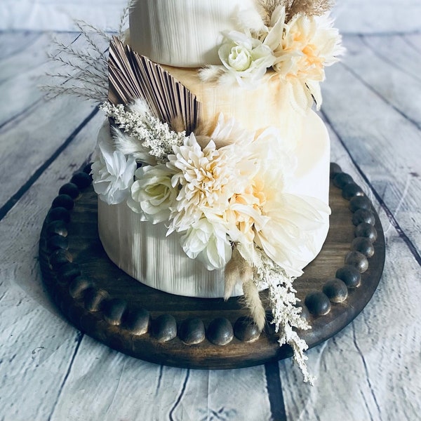 Wedding Cake Plate Wedding Cake Stand Elegane Simple Beaded Reversible Wood Cake Stand Boeheim Cake Platter White Rustic Elegance Stands