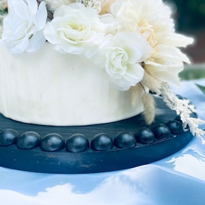 Beaded Cake Stand Reversible Wood Cake Stand, Wedding Cake Stand-  Personalized Beaded Cake Stand - Elegant and Decorative Cake Display
