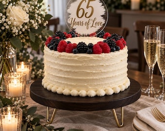 Personalized Wooden Cake Stand, Custom Wedding Cake Board, Round Cake Display with Optional Hairpin Legs, Wedding Dessert Stand