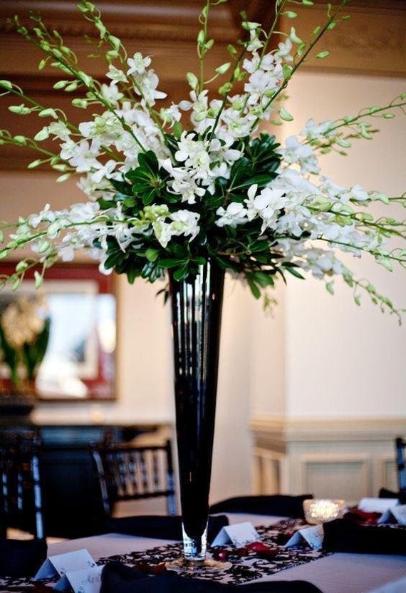 Box of 6 - BLACK 32” Tall Black Vases - Modern and Stylish Vessel