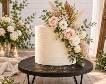 Personalized Wooden Cake Stand with Legs | Custom Dessert Pedestal for Weddings 6" legs