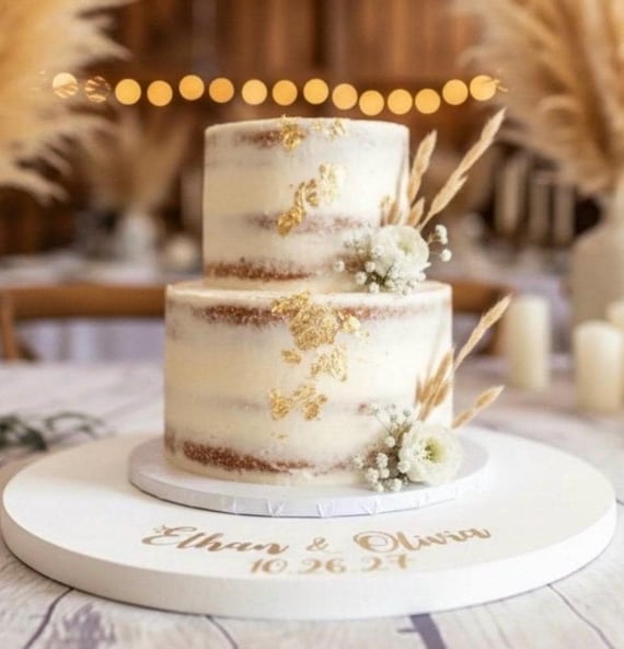 Custom Wedding Cake Display, Personalized Name & Date Cake Stand