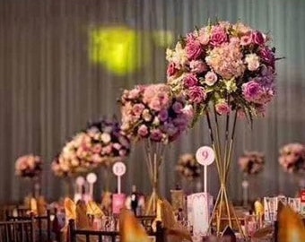 Wedding Centerpieces Set of 2 - 24” Metal Hourglass Centerpiece Wedding Stand for Flower Arrangements Top Wedding Item Gold Metal Wedding