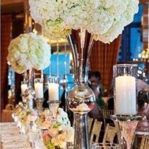 Set of 4- 24” Vases  Glass Trumpet Double Sided Clarinet Trumpet Glass Hand Blown Centerpiece for Wedding Table Floor Vase