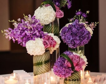 Clear Cylinder Glass Vases (Set of 6) – 24” Tall Wedding Centerpieces