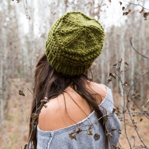 Harlow Beanie - Slouchy Knitted Beanie - Green - Winter - Women - Teens