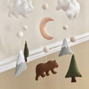 Bear Mountain Tree Moon Cloud Feutre Bébé Mobile Baby shower Cadeau