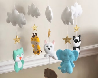 Animaux Hibou Eléphant Girafe Chien Panda Lion Feutre Bébé mobile Baby shower Cadeau