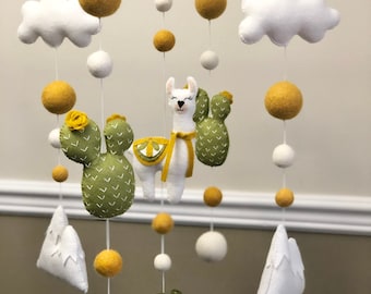 Llama Mountain Cactus Cloud Felt Baby Mobile Baby shower Gift