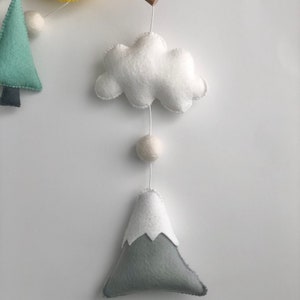 Wolf Mountain Tree Moon Cloud Felt Baby Mobile Baby shower Cadeau image 5