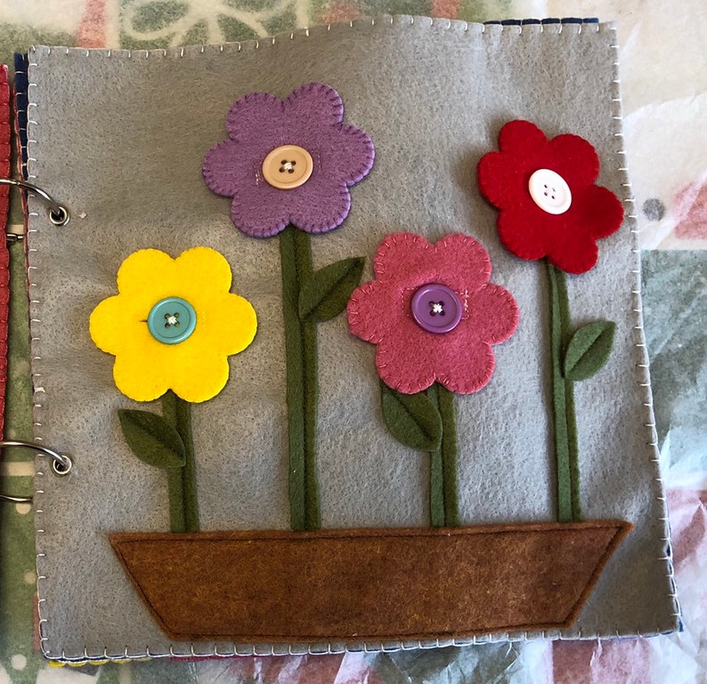 Flower Button Quiet Book Page made with felt Etsy