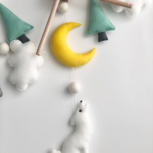 Wolf Mountain Tree Moon Cloud Felt Baby Mobile Baby shower Cadeau image 4