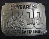 North Carolina Fire Fighter Vintage Belt Buckle 2000 - Carolina Custom Buckle Co