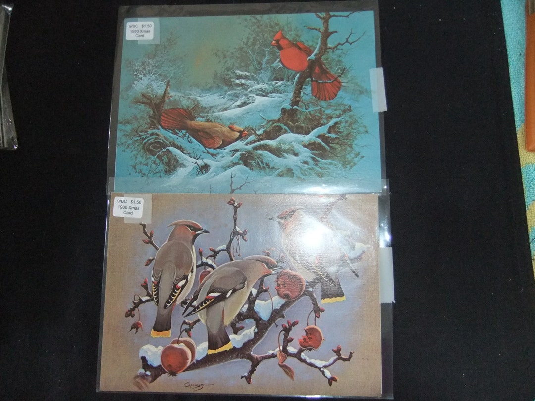 Leaning Tree Cards Vintage 1980 Wildlife Motif Christmas Cards Etsy