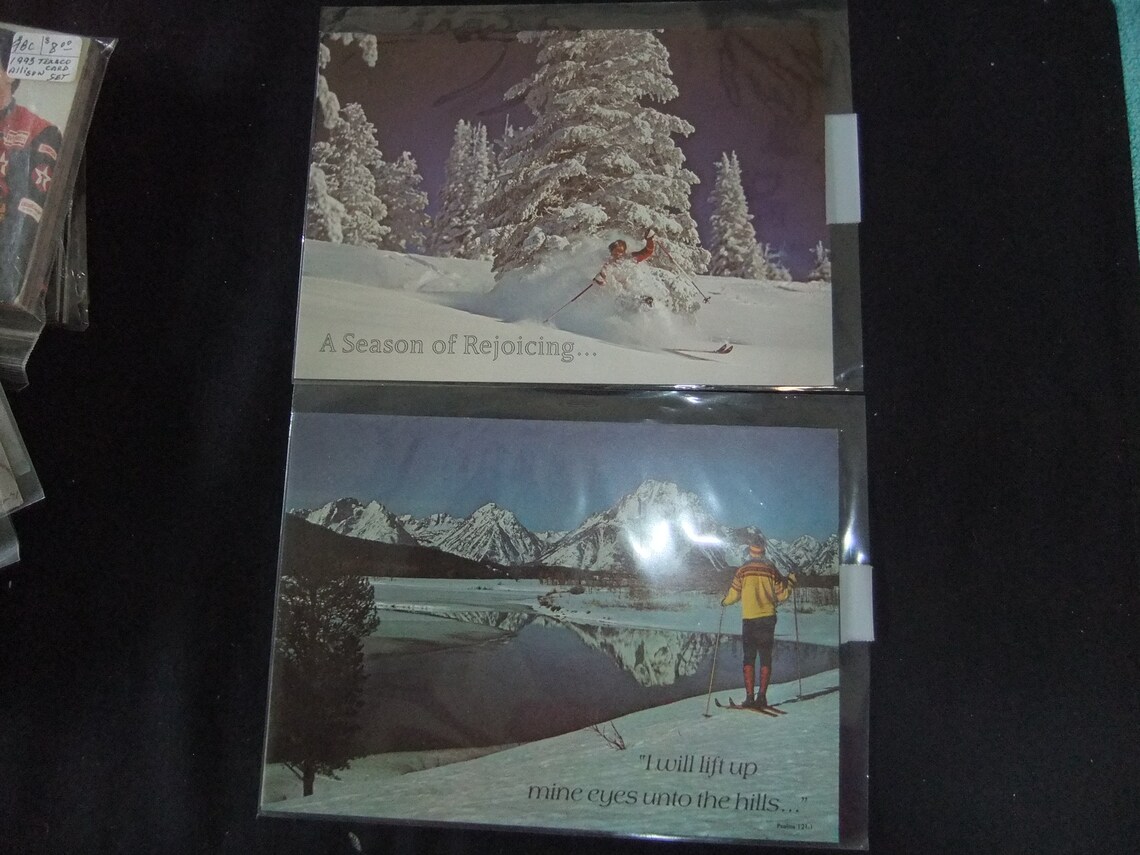 Leaning Tree Cards Vintage 1980 Winter Ski Motif Christmas Etsy