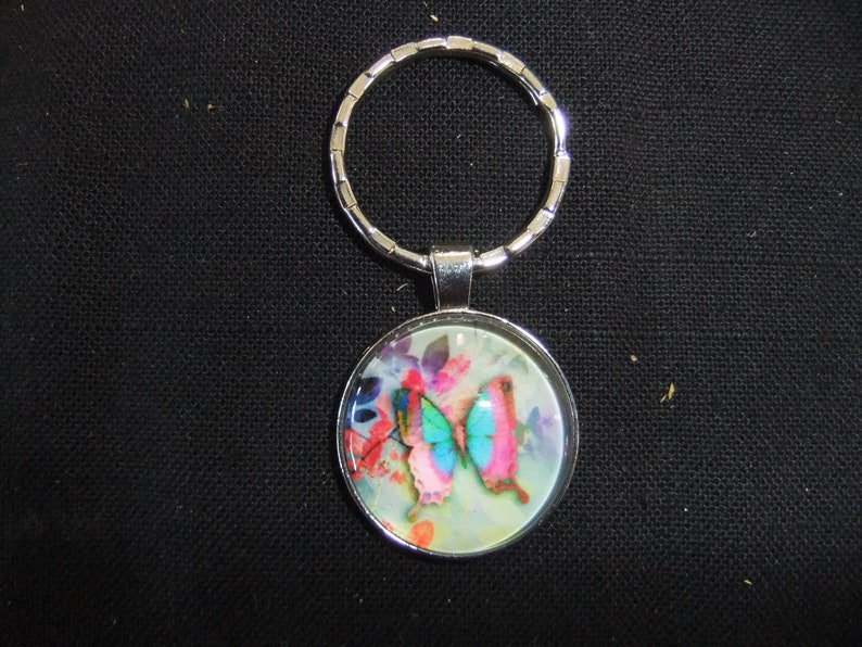 Tree of Life Butterfly Cabochon Bezel SP Key Ring image 1