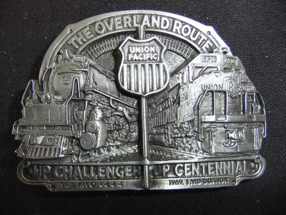 Railroad Belt Buckle The Union Pacific Overland R… - image 1