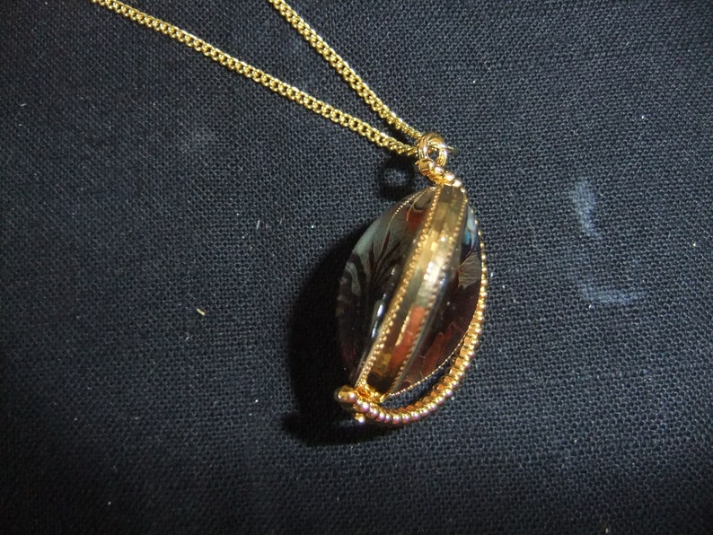 Nautical Turtle / Shell Swivel Bezel Pendant W/ 18k GP Chain Gold Necklace Pendant With 2 Sided Bezel image 3