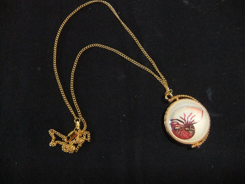 Nautical Turtle / Shell Swivel Bezel Pendant W/ 18k GP Chain Gold Necklace Pendant With 2 Sided Bezel image 5