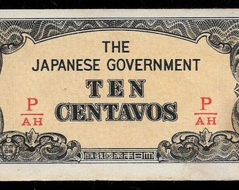 WWII Era 1942 - Japanese Government Occupation 10 Centavos Philippines - Historical Bills