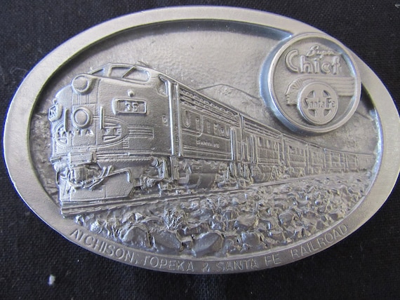 Vintage 1988 Union Pacific Railway The Overland Route Trains Belt Buckle by C+J