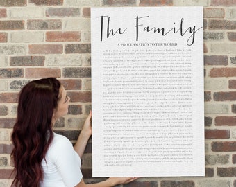 The Family Proclamation To The World Print, Gallery Wall Hanging, Custom Canvas Print, Home Decor, LDS prints, Mothers Day Gift, Wall Art