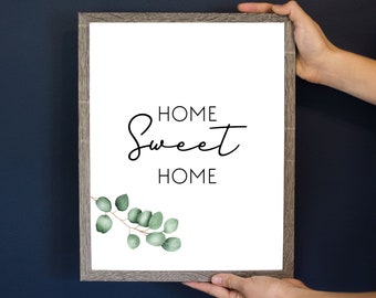 Home Sweet Home Printable - Custom Canvas Printable - Gallery Wall Prints - Minimalistische digitale print - Eucalyptus Print - Typography Print