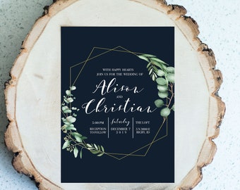 navy wedding invites etsy