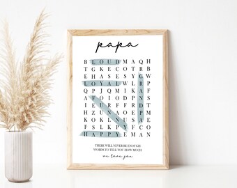 Fathers Day Gift From Kids, Custom Word Search Printable, Custom Fathers Day Gift, Personalized Word Search Digital Download