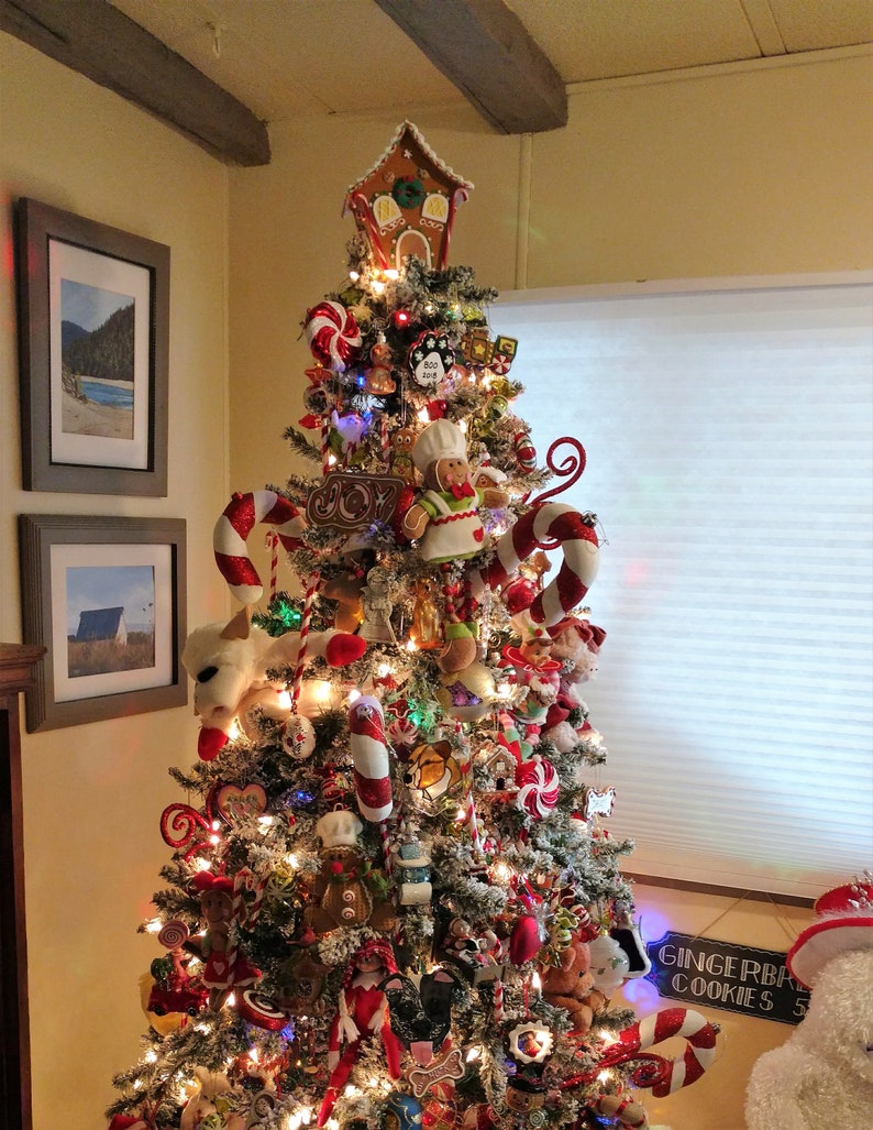 Candy Cane Gingerbread House Tree Topper Etsy