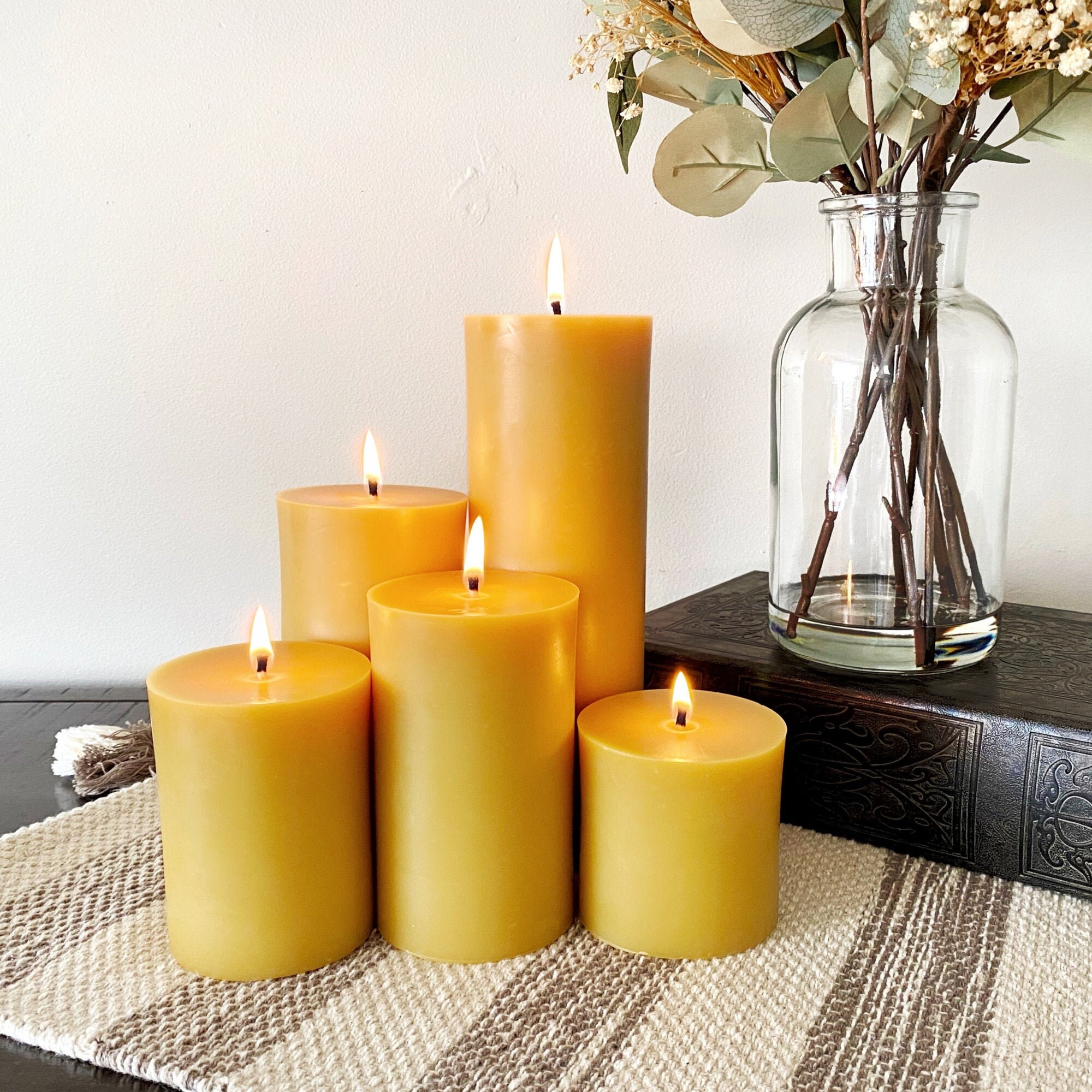 100 Pure Beeswax Candle Beeswax Candles Unscented Yellow Etsy